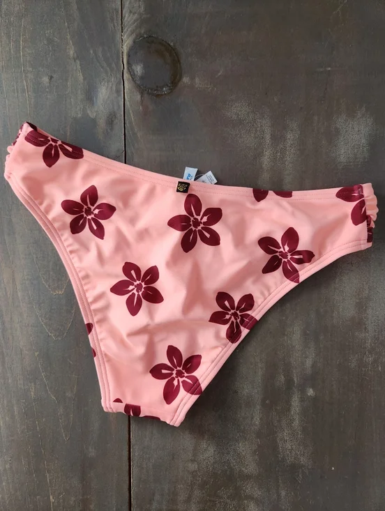 NWT La Vie en Rose Coral Red Floral V-Cut Cheeky Bikini Bottom - Size Small - Picture 4 of 10
